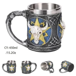 Bierkrug im Retro-Stil mit silbernem Drachenmotiv – 450 ml Edelstahlkrug