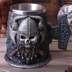 Bierkrug mit Wikinger-Totenkopf - Piratenkrug aus Edelstahl