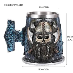 Bierkrug mit Wikinger-Totenkopf - Piratenkrug aus Edelstahl