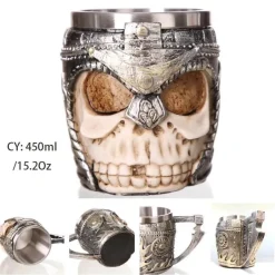 Bierkrug mit Wikinger-Totenkopf - Piratenkrug aus Edelstahl