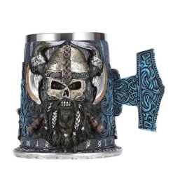 Bierkrug mit Wikinger-Totenkopf - Piratenkrug aus Edelstahl