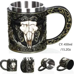 Bierkrug mit Wikinger-Totenkopf - Piratenkrug aus Edelstahl