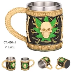 Bierkrug mit Wikinger-Totenkopf - Piratenkrug aus Edelstahl
