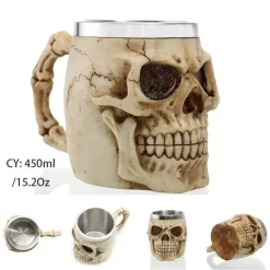 Bierkrug mit Wikinger-Totenkopf - Piratenkrug aus Edelstahl