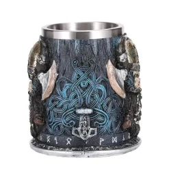 Bierkrug mit Wikinger-Totenkopf - Piratenkrug aus Edelstahl