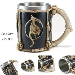 Bierkrug mit Wikinger-Totenkopf - Piratenkrug aus Edelstahl