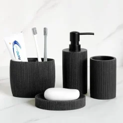 Black Bathroom Accessory Set - Modern Stylish Décor