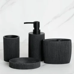 Black Bathroom Accessory Set - Modern Stylish Décor