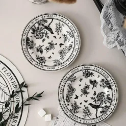 Black Bird Keramiktassen-Set mit Untertasse – Elegantes Trinkgeschirr für Kaffee und Tee