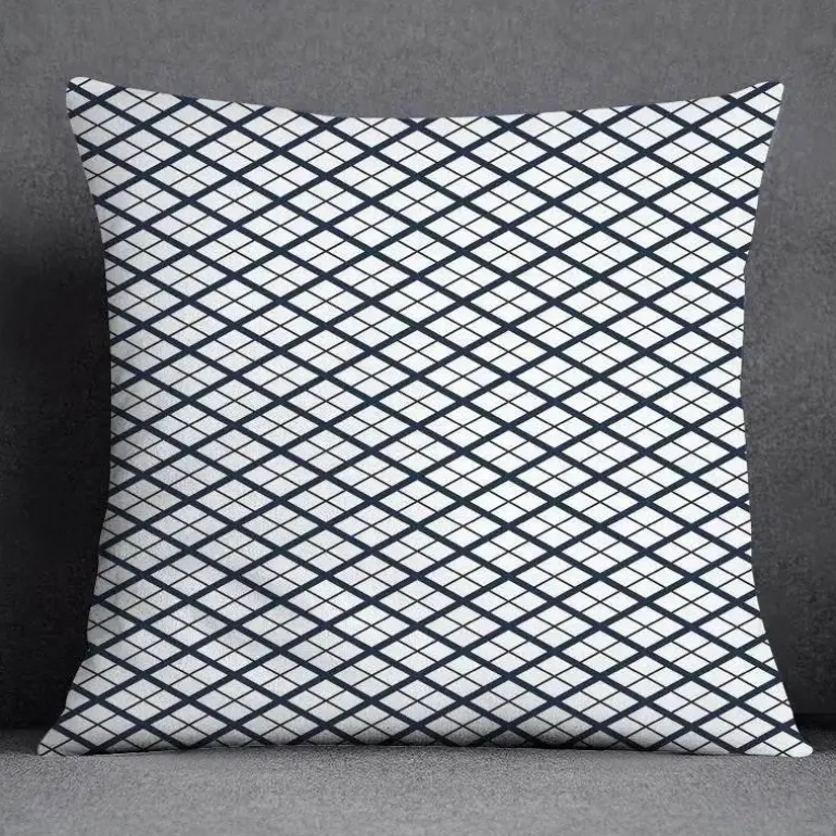 Blauer geometrischer Kissenbezug mit Blumenmuster - Moderne Wohndekoration Kissenbezug