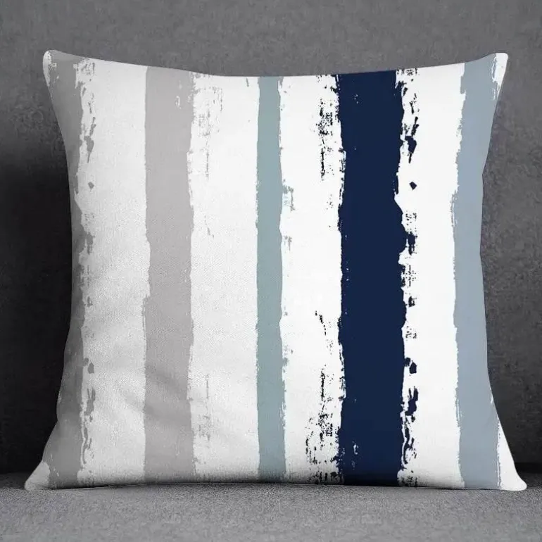 Blauer geometrischer Kissenbezug mit Blumenmuster - Moderne Wohndekoration Kissenbezug