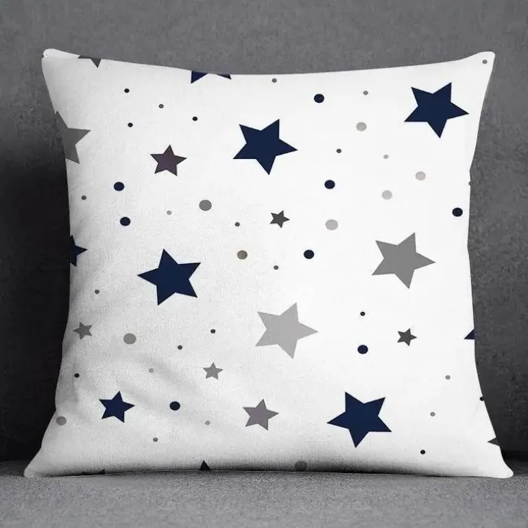 Blauer geometrischer Kissenbezug mit Blumenmuster - Moderne Wohndekoration Kissenbezug