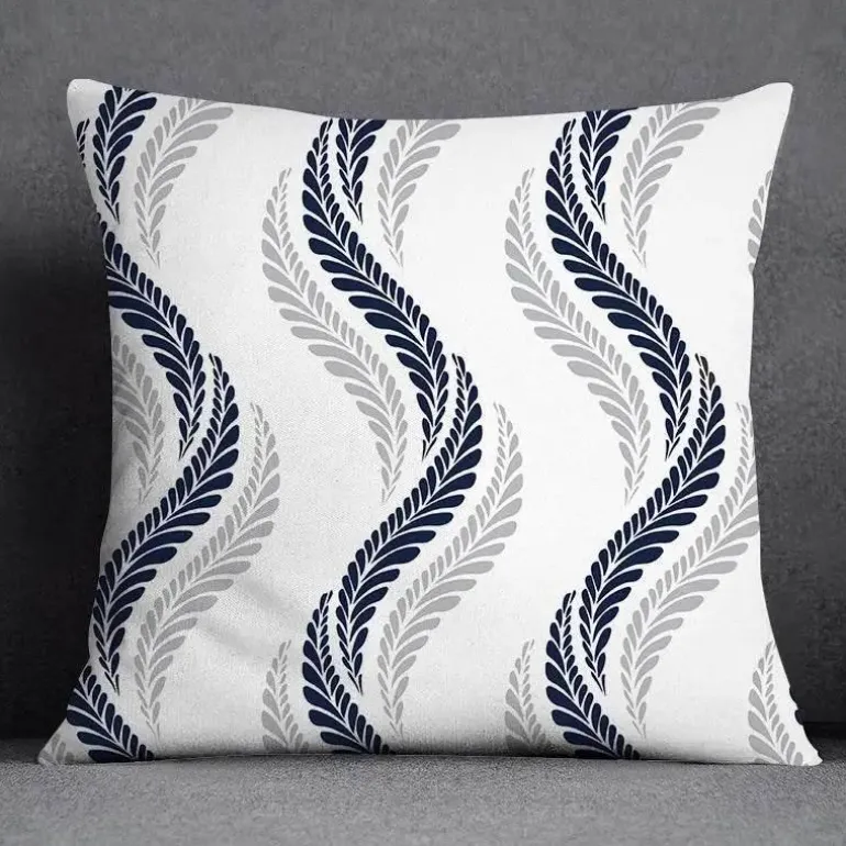 Blauer geometrischer Kissenbezug mit Blumenmuster - Moderne Wohndekoration Kissenbezug