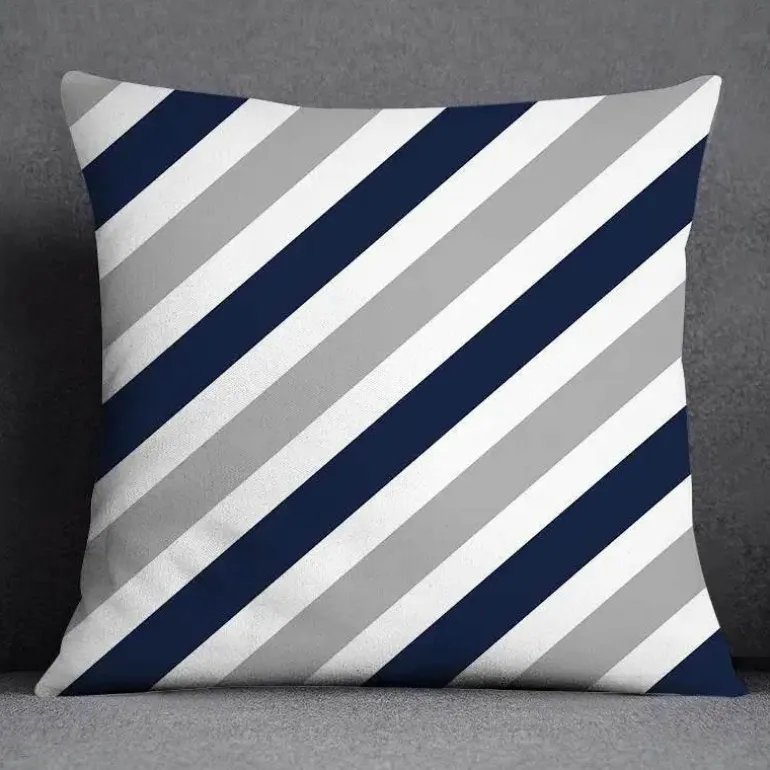 Blauer geometrischer Kissenbezug mit Blumenmuster - Moderne Wohndekoration Kissenbezug