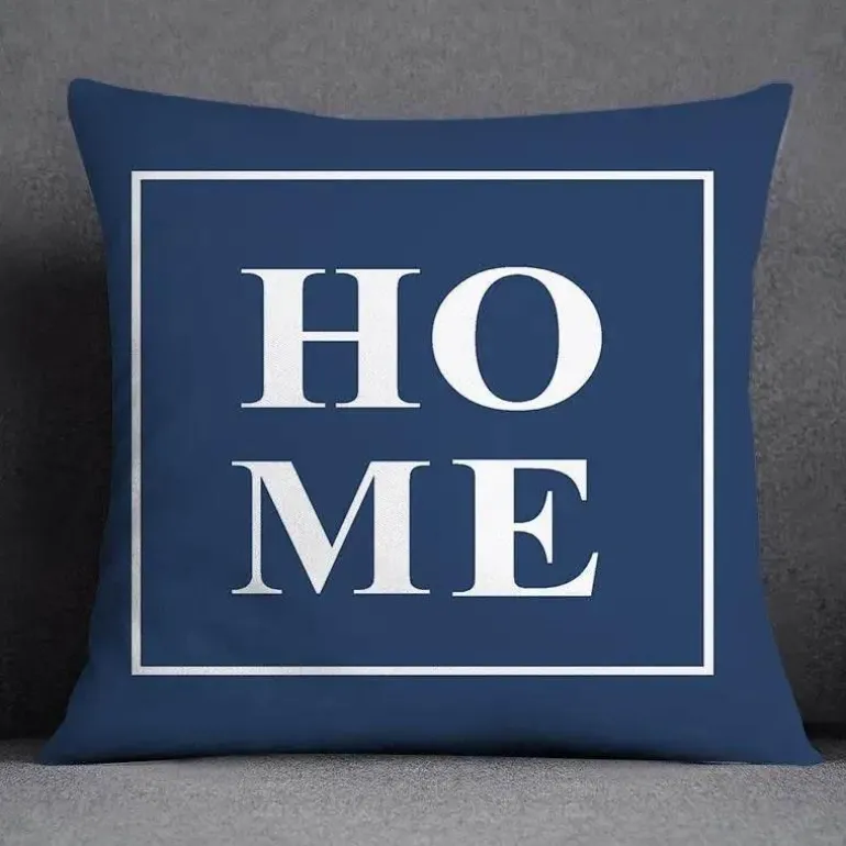 Blauer geometrischer Kissenbezug mit Blumenmuster - Moderne Wohndekoration Kissenbezug