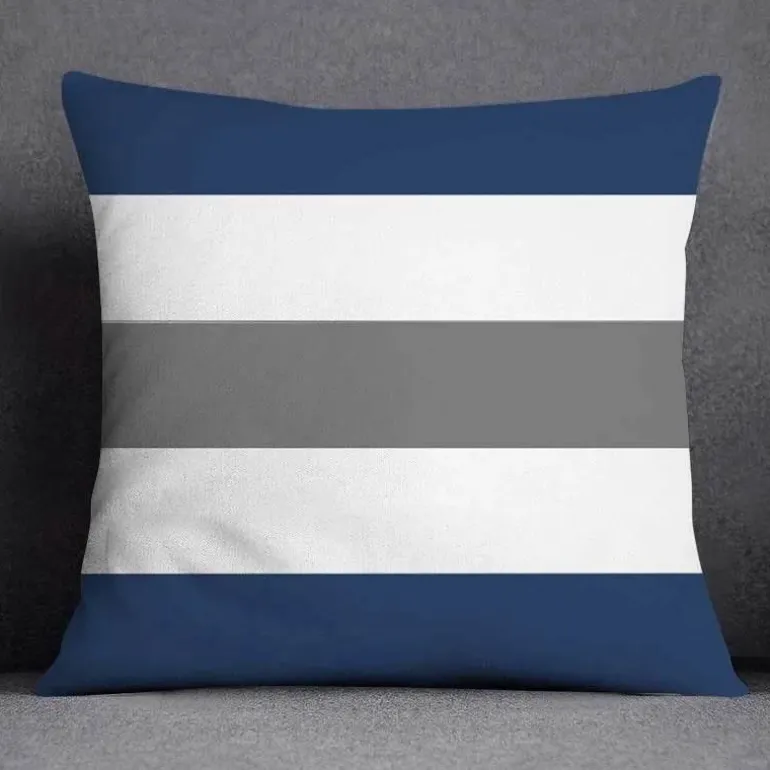 Blauer geometrischer Kissenbezug mit Blumenmuster - Moderne Wohndekoration Kissenbezug