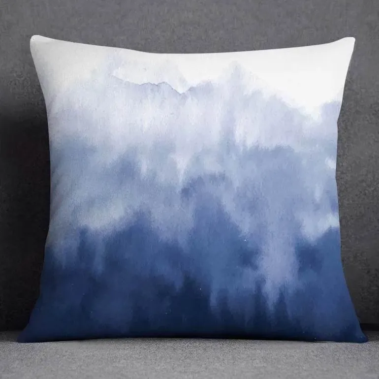Blauer geometrischer Kissenbezug mit Blumenmuster - Moderne Wohndekoration Kissenbezug