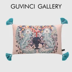 Blauer Löwe Hund Lendenkissenbezug - Zitronenbäume GG Stil