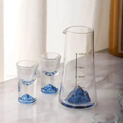 Blauer Sake-Glaskrug - Weinflaschenspender Bierkühler