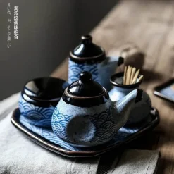 Blaues Gewürzdosen-Set aus Keramik – Elegante Gewürzbehälter für die Küche zum organisierten Kochen