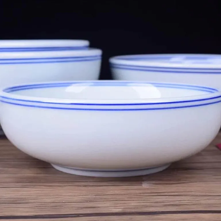 Blau-weiße chinesische Nudelschüssel aus Porzellan – elegantes Keramikgeschirr zum Essen