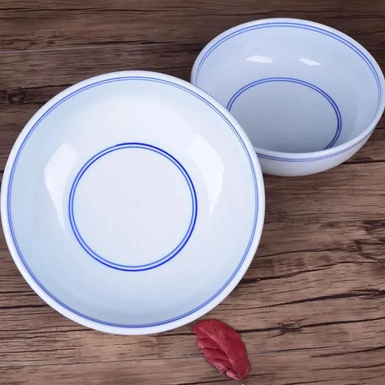 Blau-weiße chinesische Nudelschüssel aus Porzellan – elegantes Keramikgeschirr zum Essen