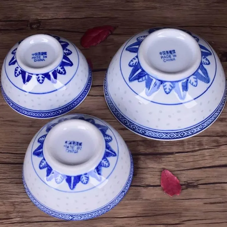 Blau-weiße Ramen-Schüssel aus Porzellan mit Drachenmuster