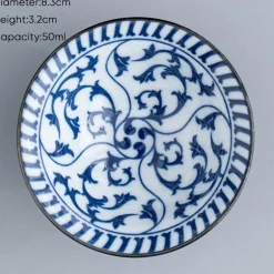 Blau-weiße Teetasse aus Porzellan – japanische Espressotasse