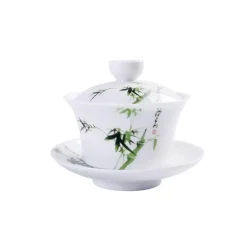 Blau-weißes Gaiwan-Teeservice aus Porzellan, handbemalte traditionelle Teetassen