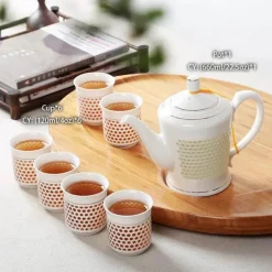 Blau-weißes Kungfu-Teeservice aus Porzellan – Puer-Teetasse und Kanne, Teegeschirr für die Teezeit