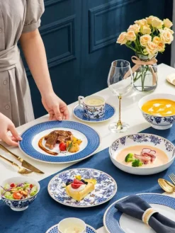 Blue Lotus Geschirr-Teeservice – Elegantes Keramikgeschirr