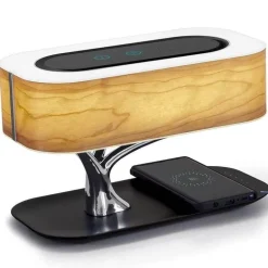 Bluetooth Speaker Desk Lamp with Wireless Charger - Dimmable Japanese Design