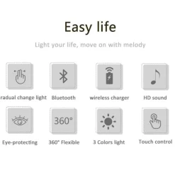 Bluetooth-Lautsprecherlampe - Tischleuchte mit kabelloser Aufladung