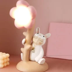 Blumenhasen-Tischlampe – Dekorative Harzleuchte