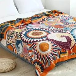 Boho Baumwoll-Überwurfdecke - Leichte dekorative Gazedecke