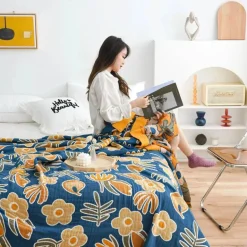 Boho Baumwoll-Überwurfdecke - Leichte dekorative Gazedecke