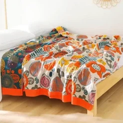 Boho Baumwoll-Überwurfdecke - Leichte dekorative Gazedecke