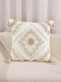 Boho Tufted Kissenbezug - Geometrischer Kissenbezug aus Baumwolle