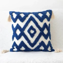 Boho Tufted Kissenbezug - Geometrischer Kissenbezug aus Baumwolle