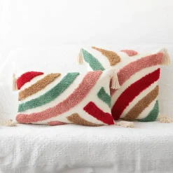 Boho Tufted Kissenbezug - Geometrischer Kissenbezug aus Baumwolle