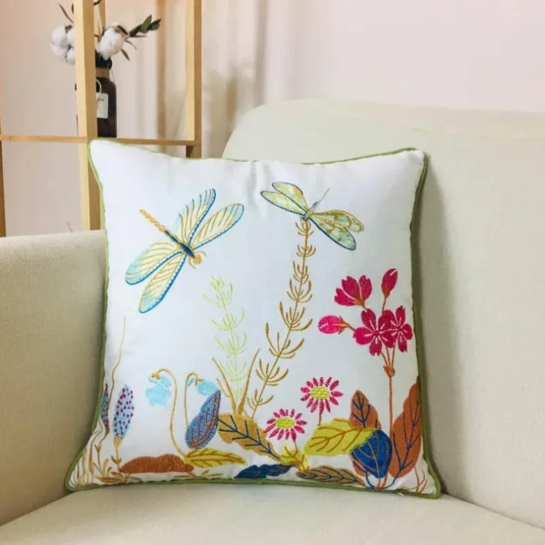 Boho Vintage Lendenkissenbezug - Besticktes Quastendesign