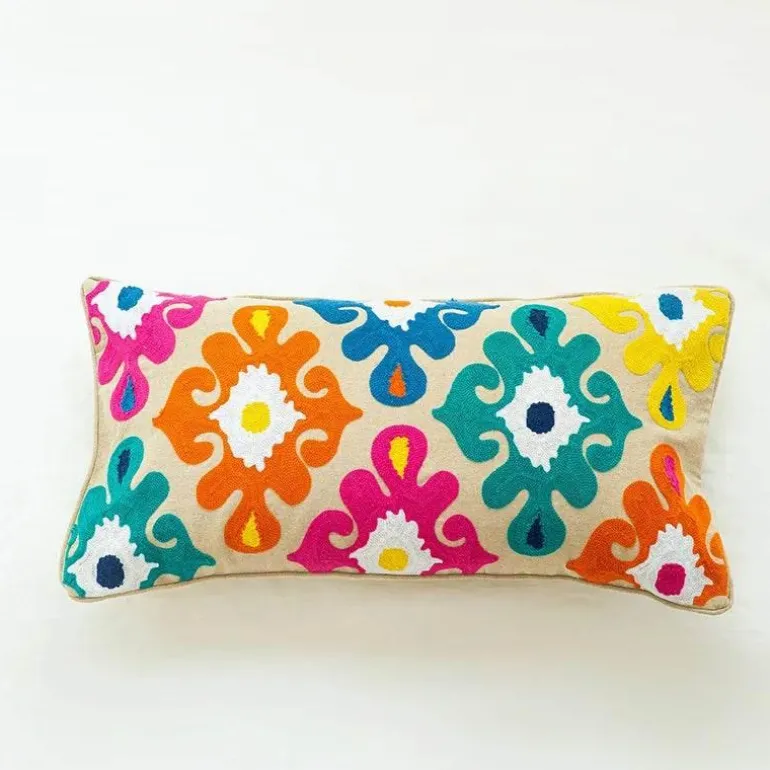 Boho Vintage Lendenkissenbezug - Besticktes Quastendesign