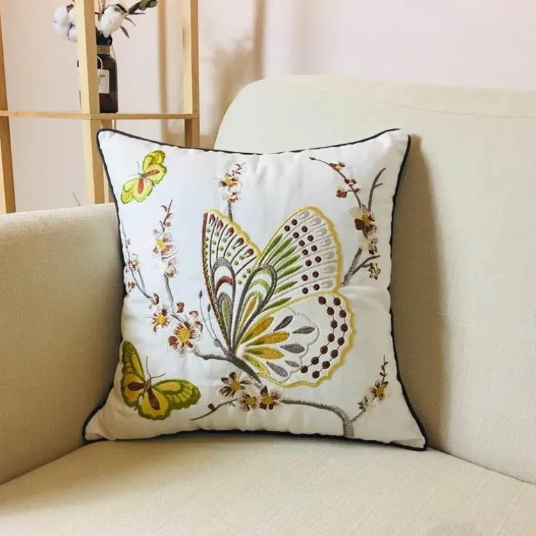 Boho Vintage Lendenkissenbezug - Besticktes Quastendesign