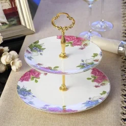 Bone China Obstteller Set - Eleganter Kuchenständer Buffet Geschirr Tablett