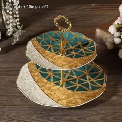 Bone China Obstteller Set - Eleganter Kuchenständer Buffet Geschirr Tablett