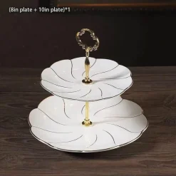 Bone China Obstteller Set - Eleganter Kuchenständer Buffet Geschirr Tablett