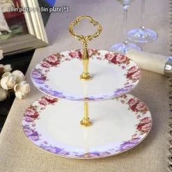 Bone China Obstteller Set - Eleganter Kuchenständer Buffet Geschirr Tablett