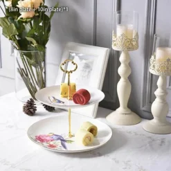 Bone China Obstteller Set - Eleganter Kuchenständer Buffet Geschirr Tablett