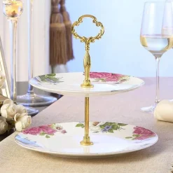 Bone China Obstteller Set - Eleganter Kuchenständer Buffet Geschirr Tablett