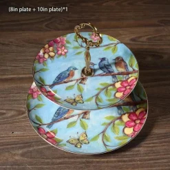 Bone China Obstteller Set - Eleganter Kuchenständer Buffet Geschirr Tablett